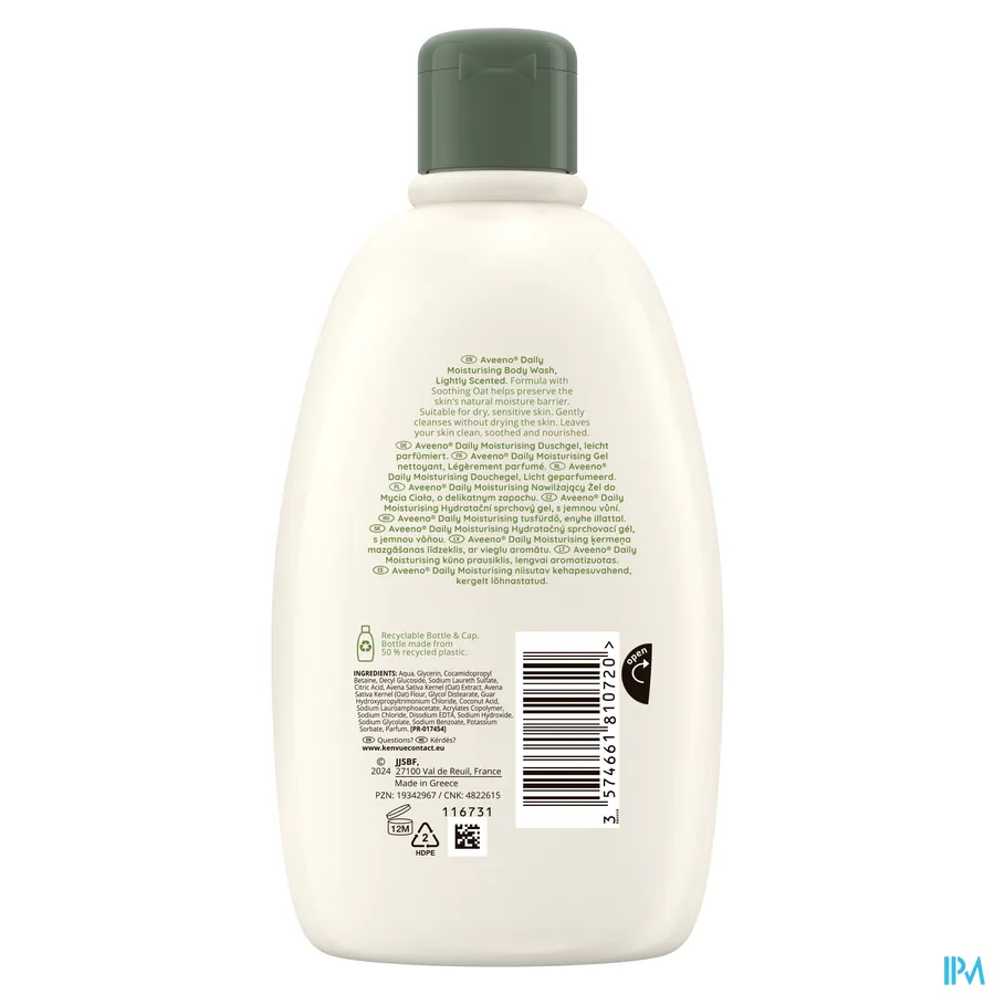 packshot van Aveeno Daily Moisturising Douchegel 500 ml