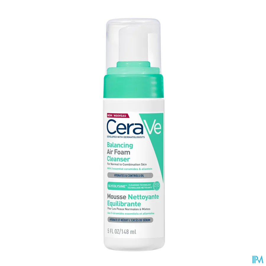packshot van CeraVe Balancing Air Foam Reiniger 148 ml