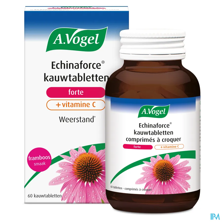 packshot van A. Vogel Echinaforce + Vitamine C voor IJzersterke Weerstand 60 Kauwtabletten met Frambozensmaak