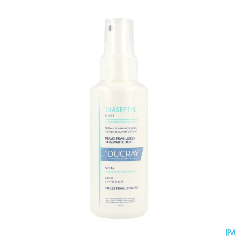 packshot van Ducray Diaseptyl Spray met 0,2% Chloorhexidinedigluconaat voor Ontsmetting van de Huid 125 ml