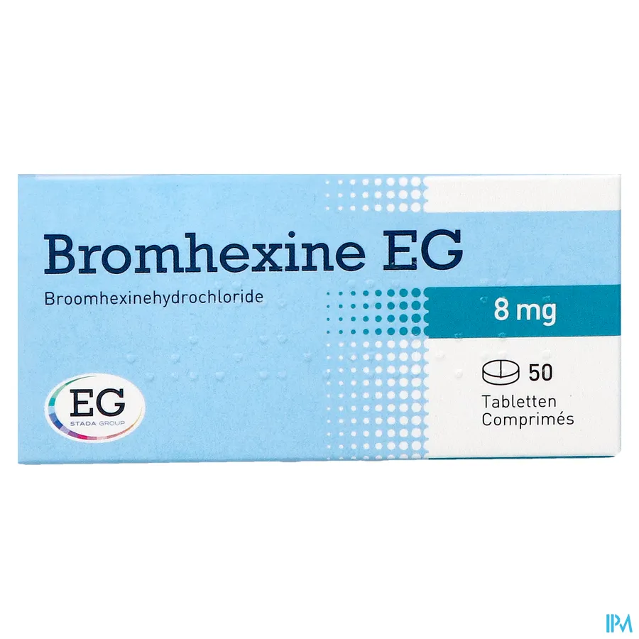 packshot van Bromhexine EG 8mg 50 tabl
