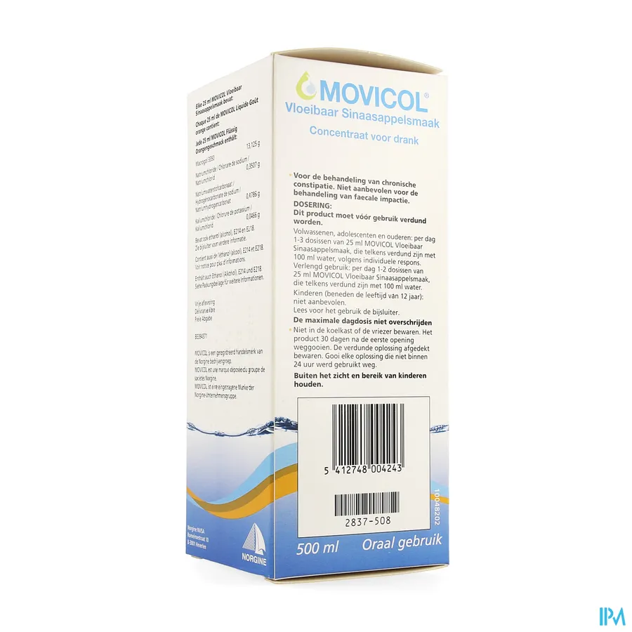 packshot van Movicol Sinaas Vloeibaar 500ml