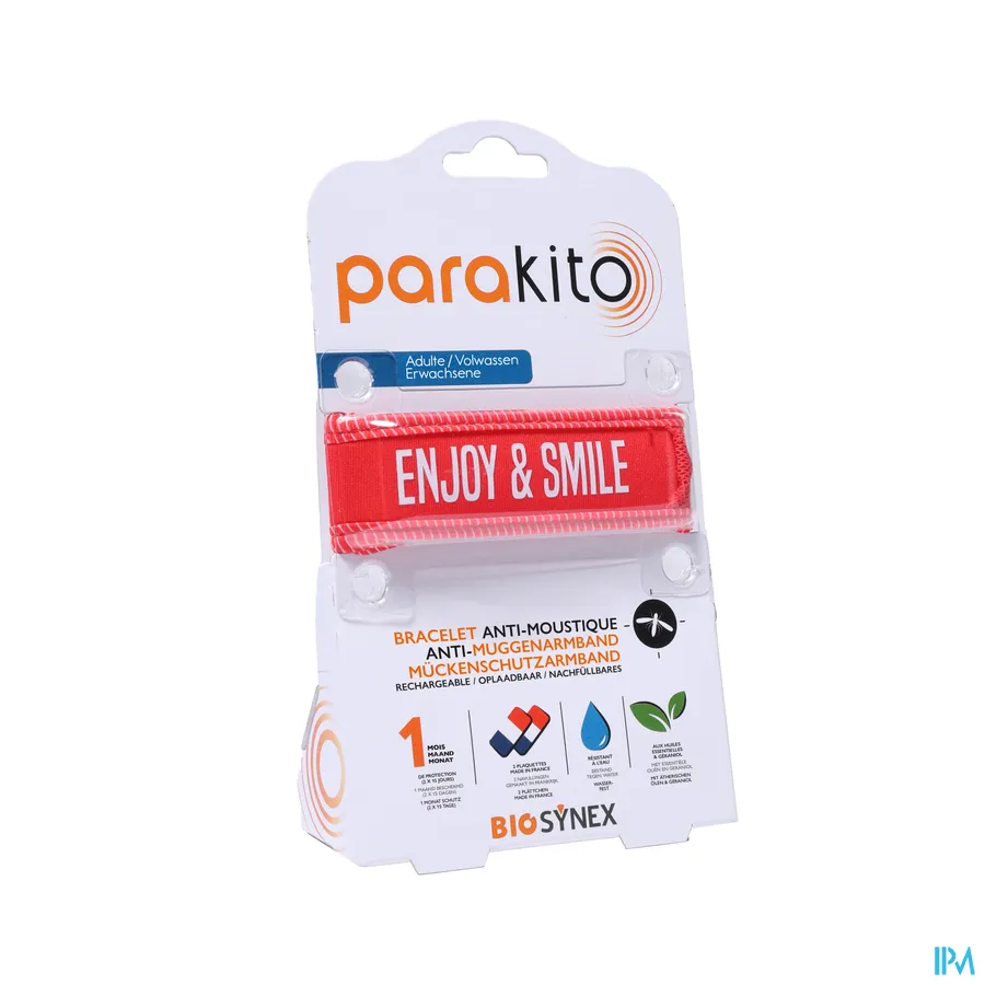 packshot van Parakito Armband Volwassen Good Vibes Rood 1