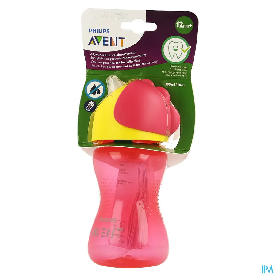 packshot van Avent Drinkbeker met Gebogen Rietje voor Meisjes vanaf 12 Maanden in Roze 300 ml