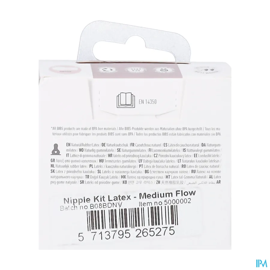 packshot van Bibs Zuigfles Spenen Latex Duopack M