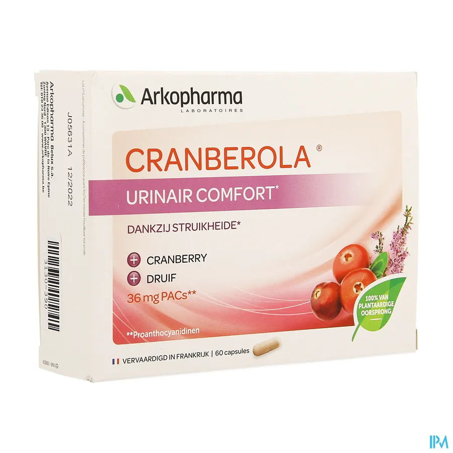 packshot van Cranberola voor Urinair Comfort 60 Capsules
