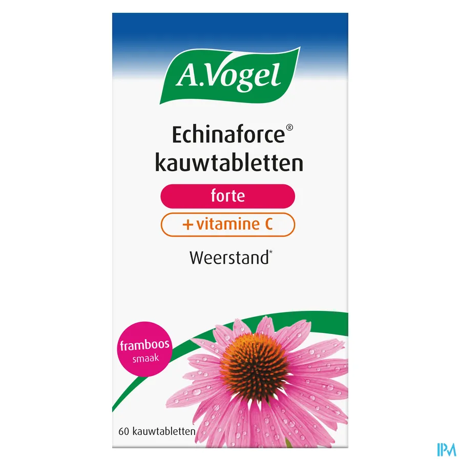packshot van A. Vogel Echinaforce + Vitamine C voor IJzersterke Weerstand 60 Kauwtabletten met Frambozensmaak