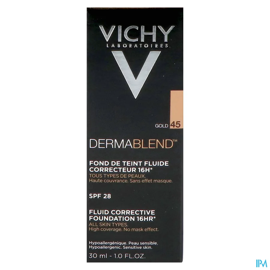 packshot van Vichy Dermablend Fond De Teint Fluide 45 Gold 30 ml