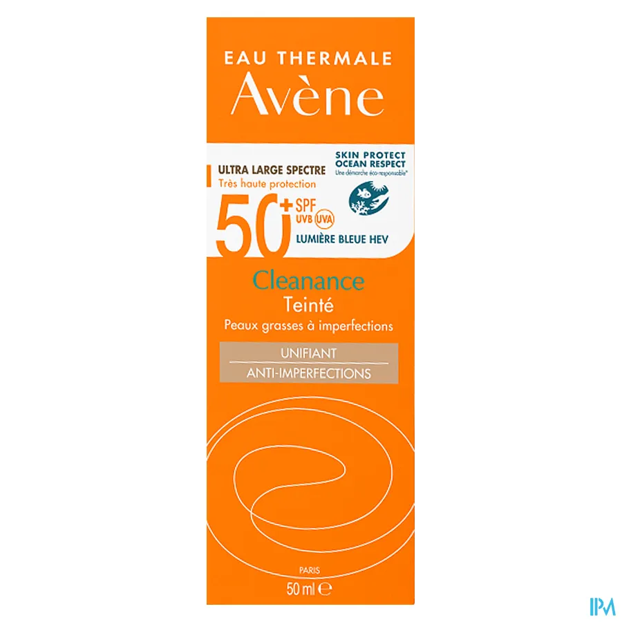 packshot van Avène Cleanance Getinte Zonnefluid SPF 50+ 50 ml