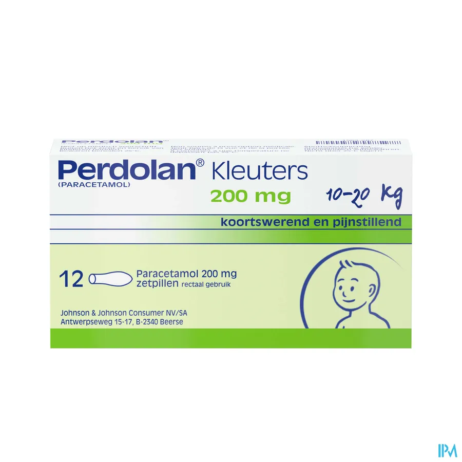 packshot van Perdolan Kleuters 200 mg 12 Suppo's