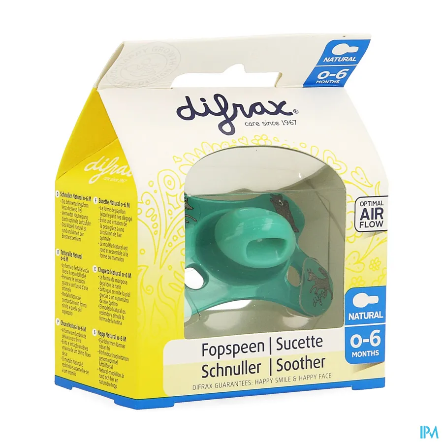 packshot van Difrax Fopspeen Natural 0-6m