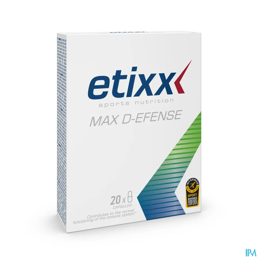 packshot van Etixx Max D-Efense met Micro-Organismen en Vitamine D 20 Capsules