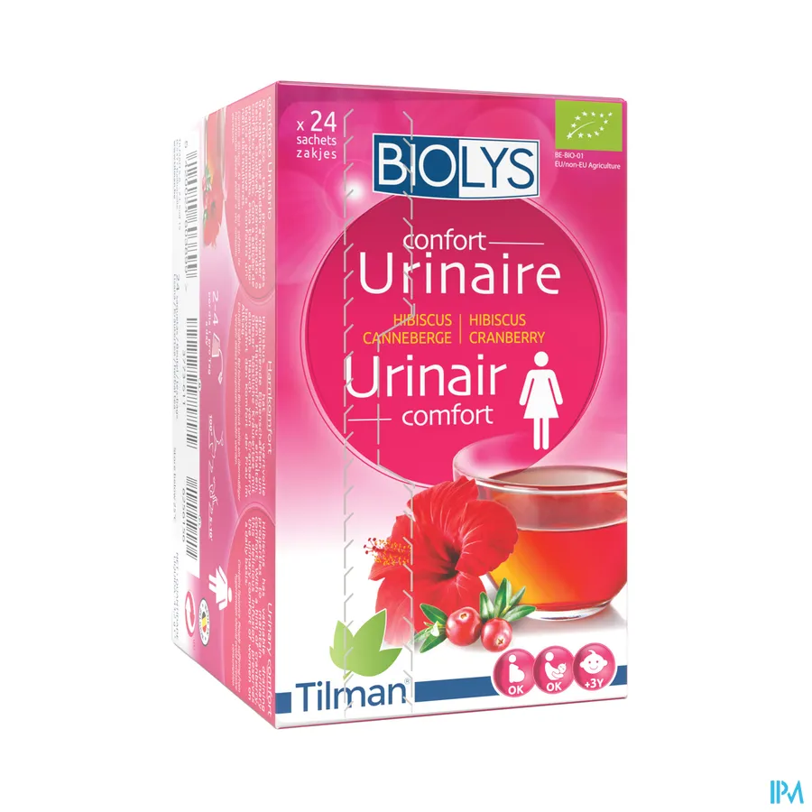 packshot van Tilman Biolys Urinair Comfort Hibiscus-Cranberry 24 zakjes