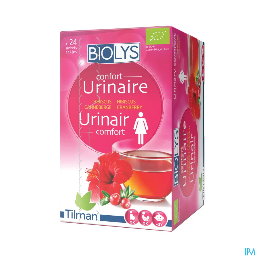 packshot van Tilman Biolys Urinair Comfort Hibiscus-Cranberry 24 zakjes