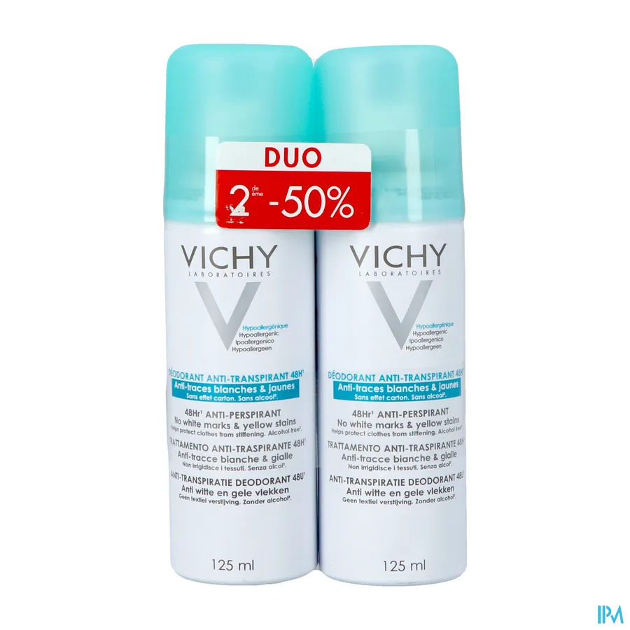 packshot van Vichy Deo Aerosol 48u Anti-Vlekken Duo Promo* 2 x 125 ml