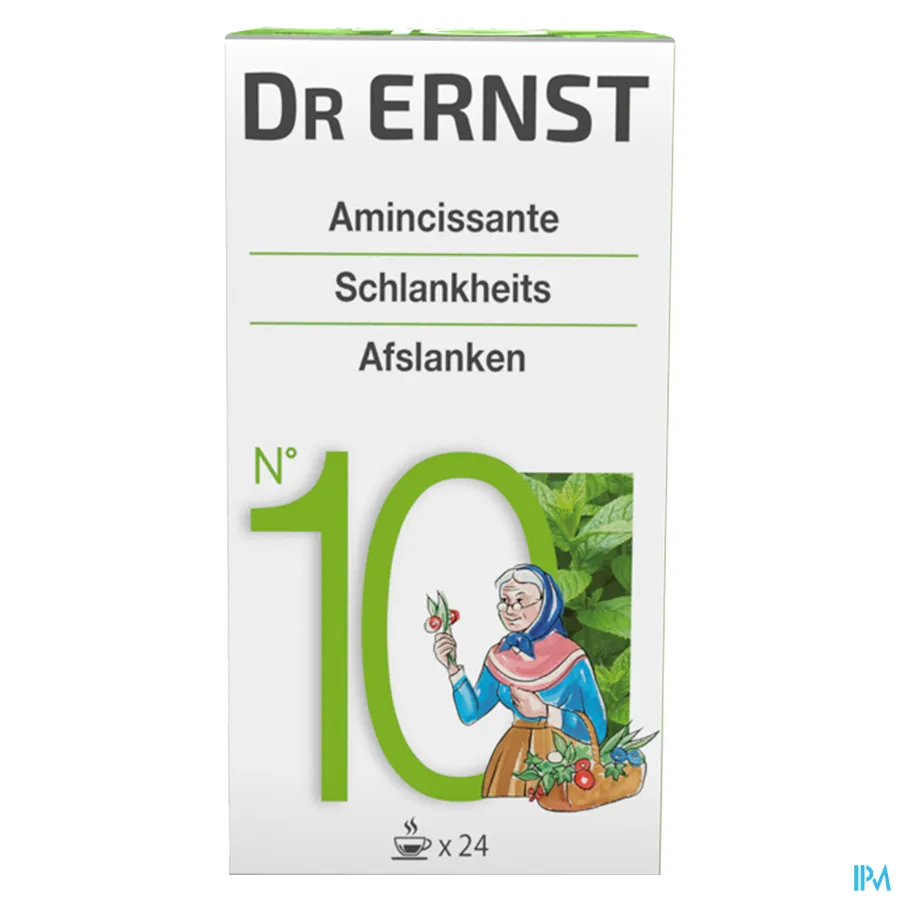 packshot van Dr Ernst Thee voor Afslanken n°10 met Blaaswier en Berk 24 Zakjes