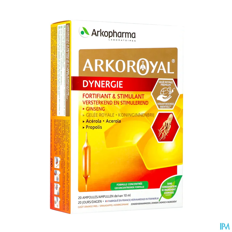 packshot van Arkopharma Arkoroyal Dynergie 20 ampullen