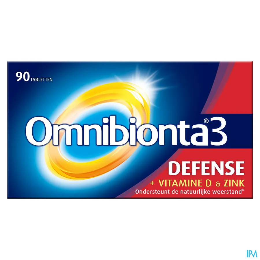 packshot van Omnibionta 3 Defense met Vitamine D en Zink voor Ondersteuning van de Natuurlijke Weerstand 90 Tabletten
