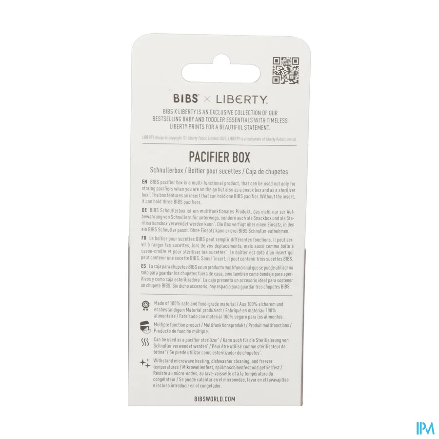 packshot van Bibs Fopspeenbox Duo Liberty Garden Strawberry