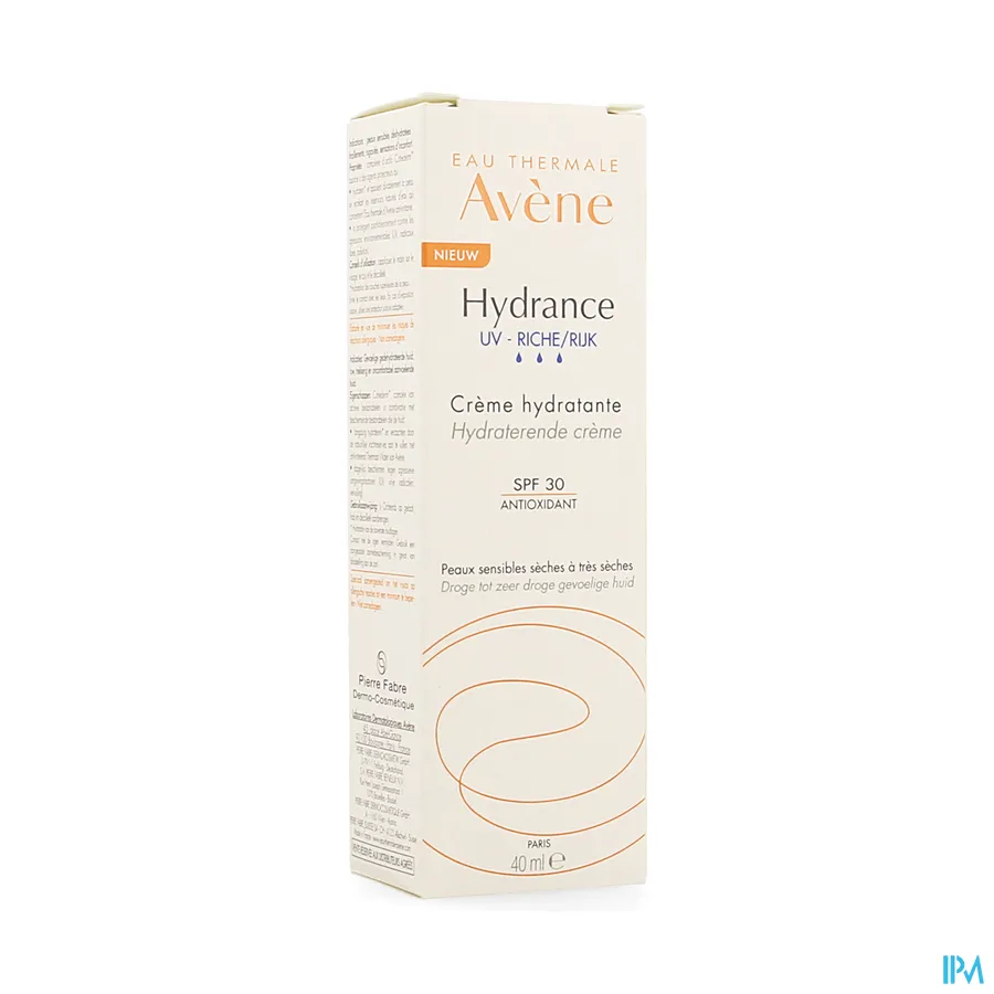 packshot van Avène Hydrance UV Rijke Hydraterende Crème SPF30 40 ml