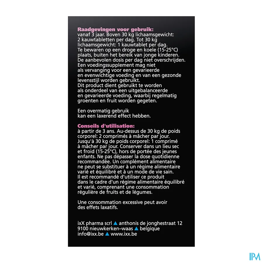 packshot van ImixX Junior 90 Kauwtabletten met Frambozensmaak