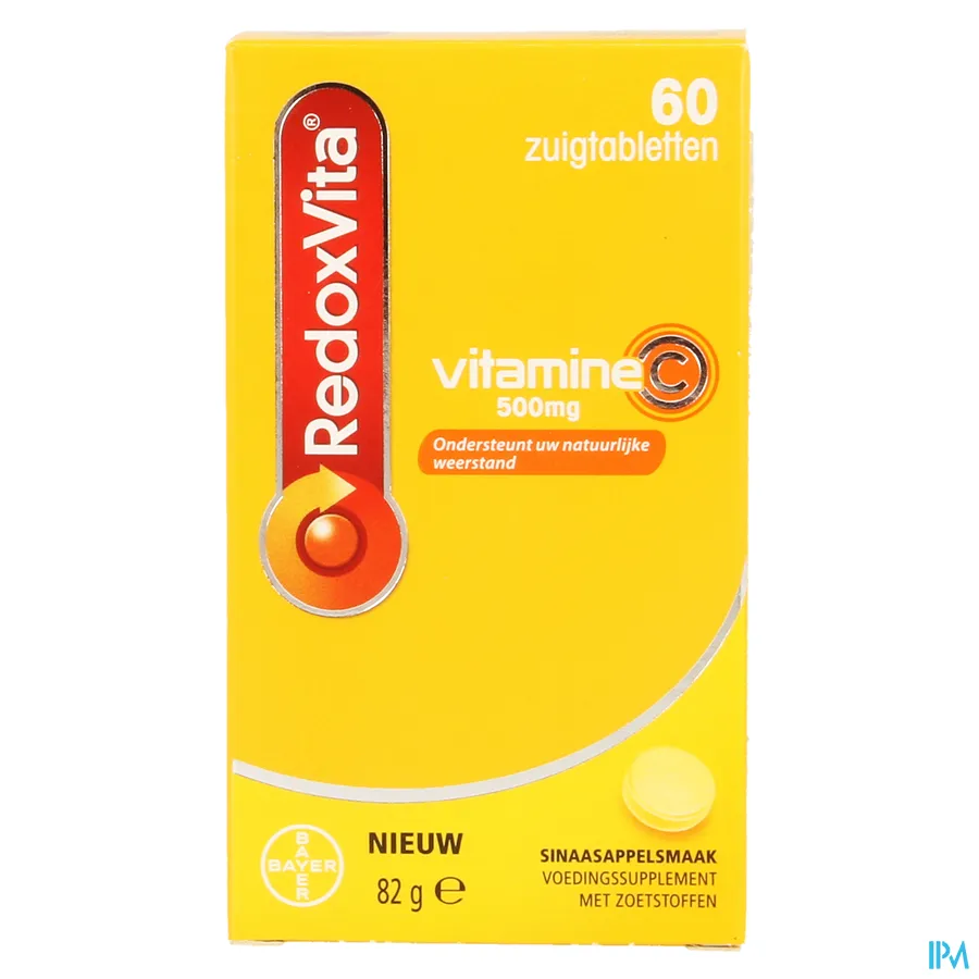 packshot van RedoxVita met 500 mg Vitamine C voor Ondersteuning van Uw Natuurlijke Weerstand 60 Zuigtabletten