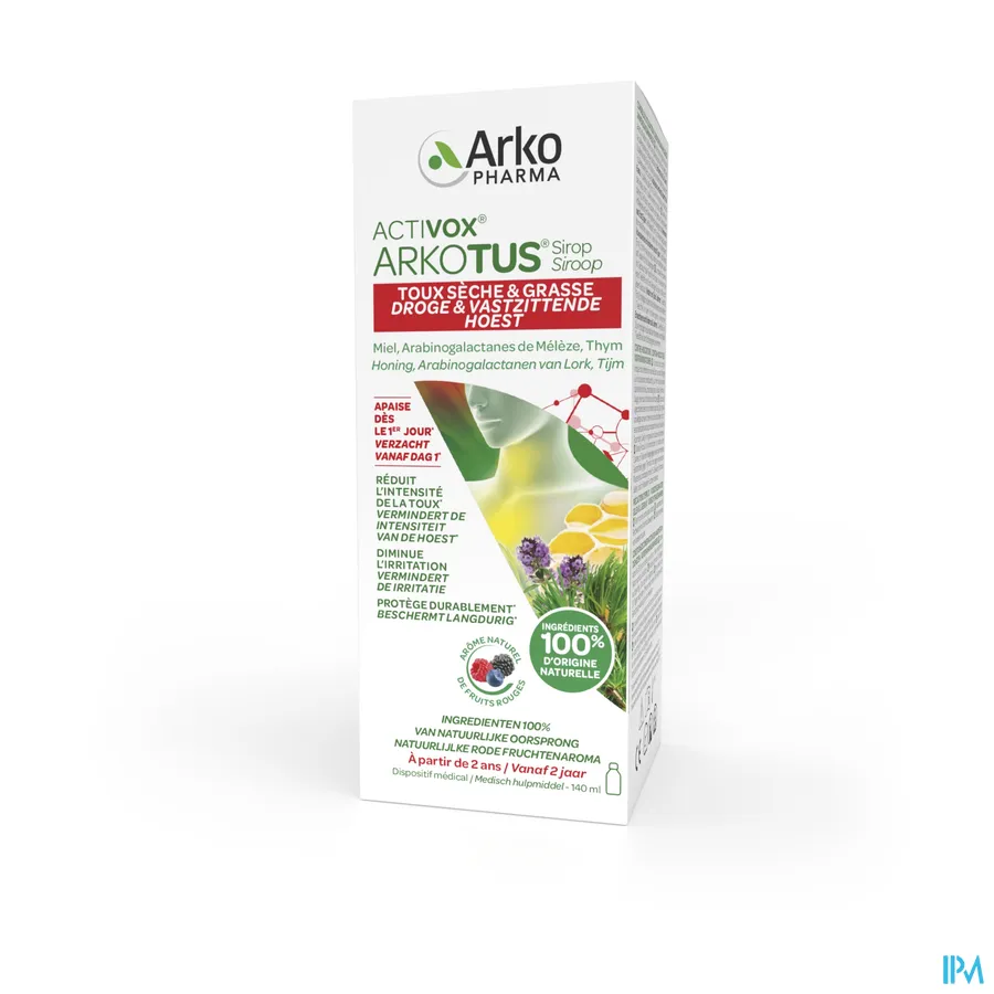 packshot van Arkotus Siroop voor Verlichting van de Droge Hoest voor 100% van Natuurlijke Oorsprong vanaf 2 Jaar 140 ml