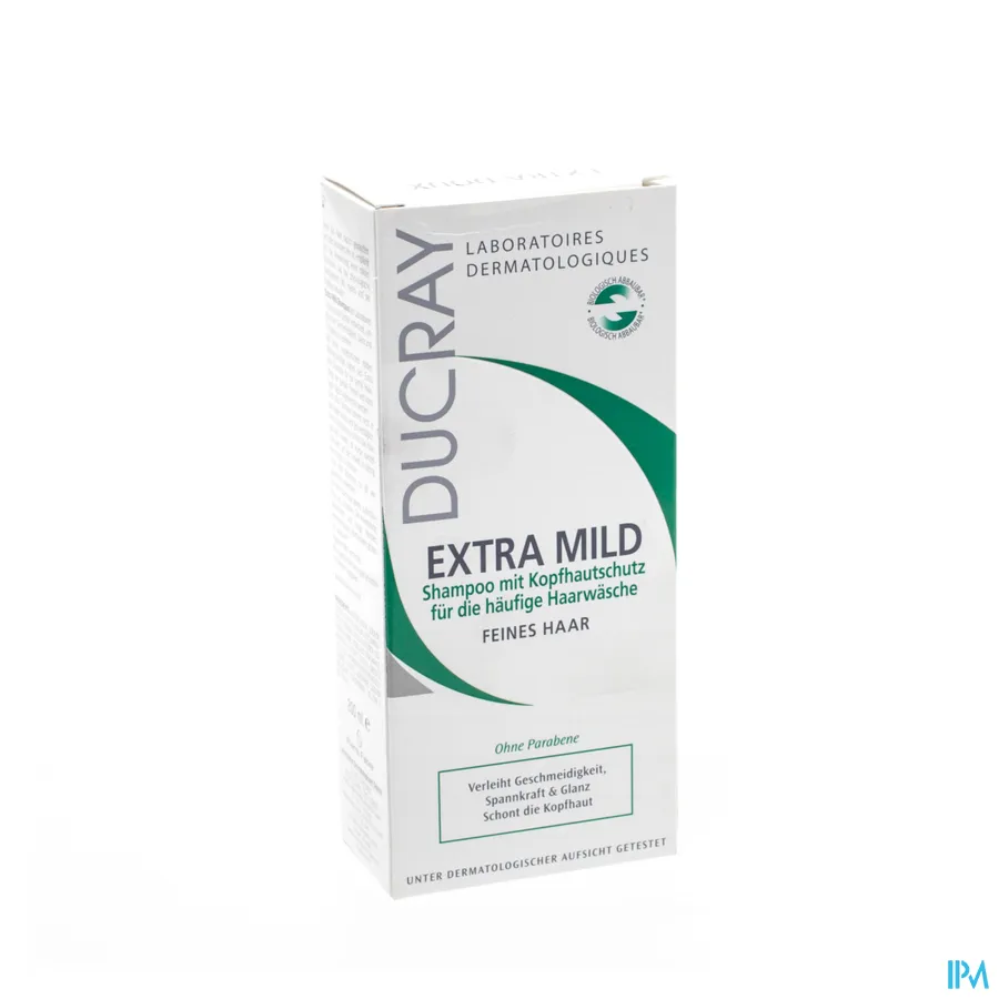 packshot van Ducray Extra-Doux Huidbeschermende Shampoo voor Normaal en Broos Haar Flacon 200 ml
