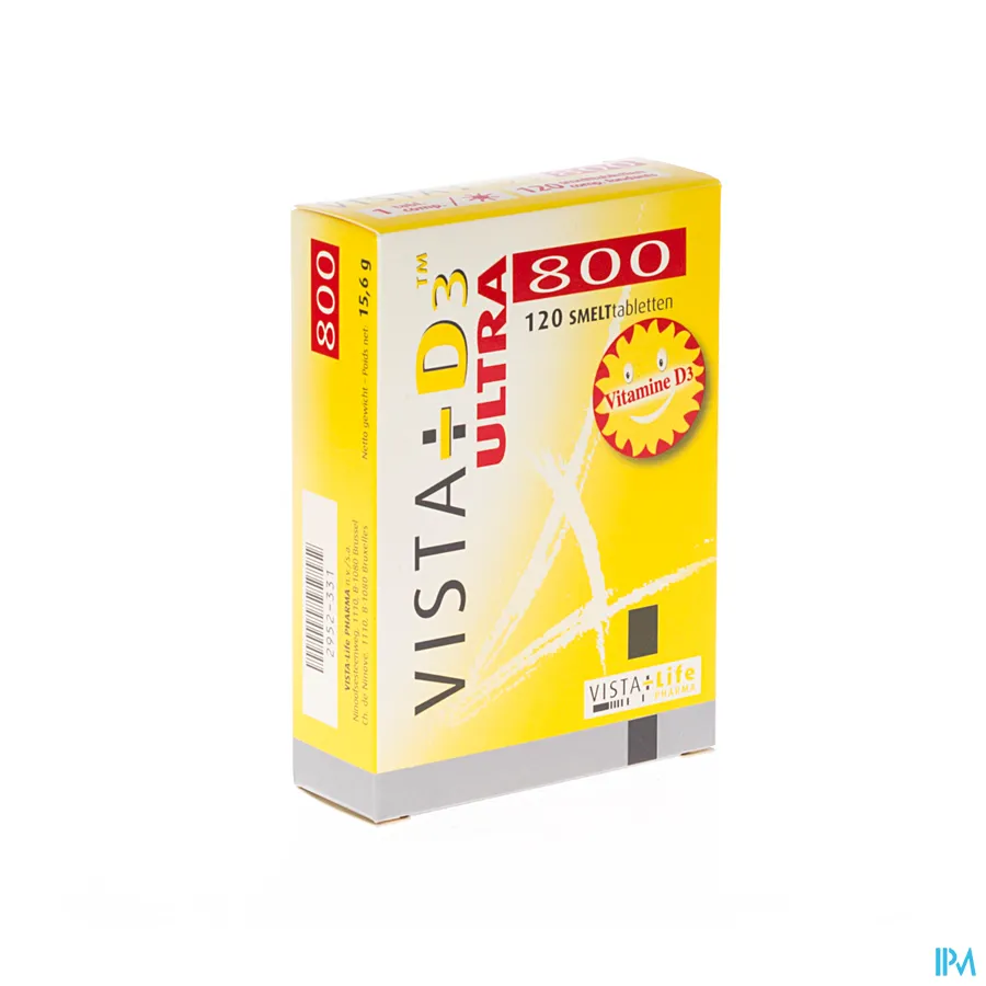 packshot van Vista-D3 Ultra 800 IE Vitamine D 3 120 Smelttabletten