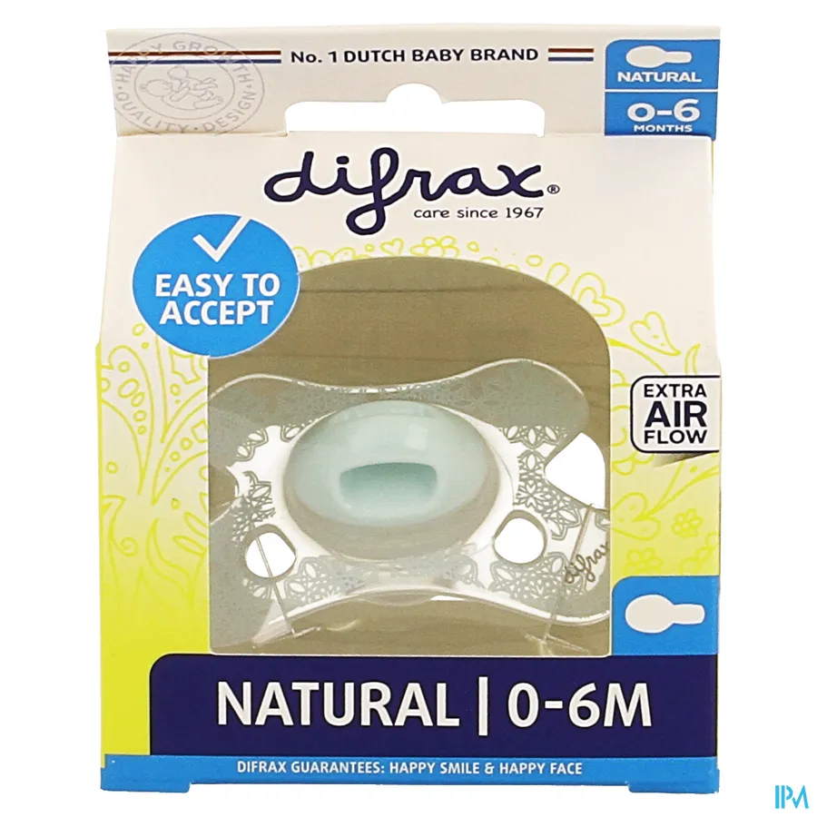 packshot van Difrax Fopspeen Natural 0-6m