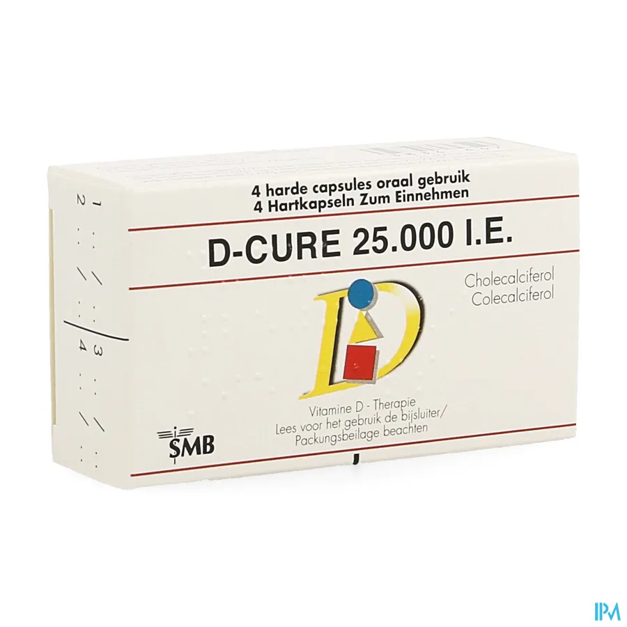packshot van D-Cure 25000 UI 4 Gelulen