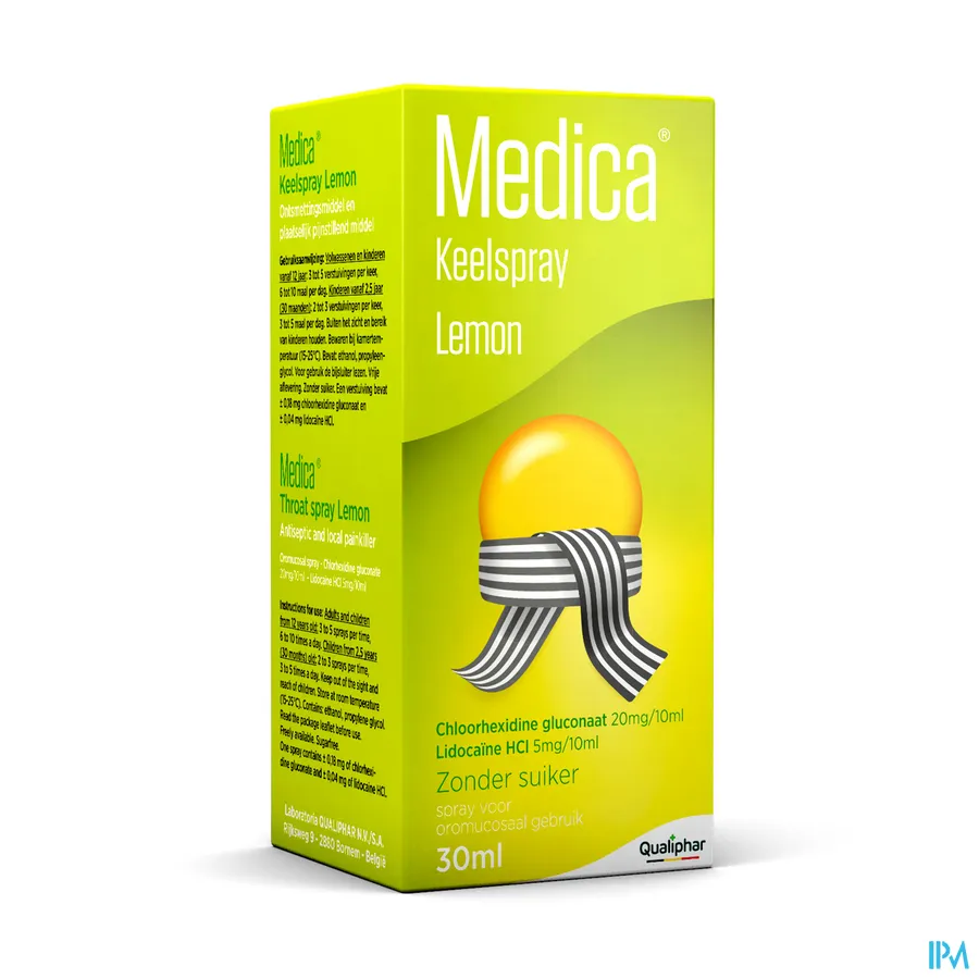 packshot van Medica Keelspray Lemon zonder Suiker 30 ml