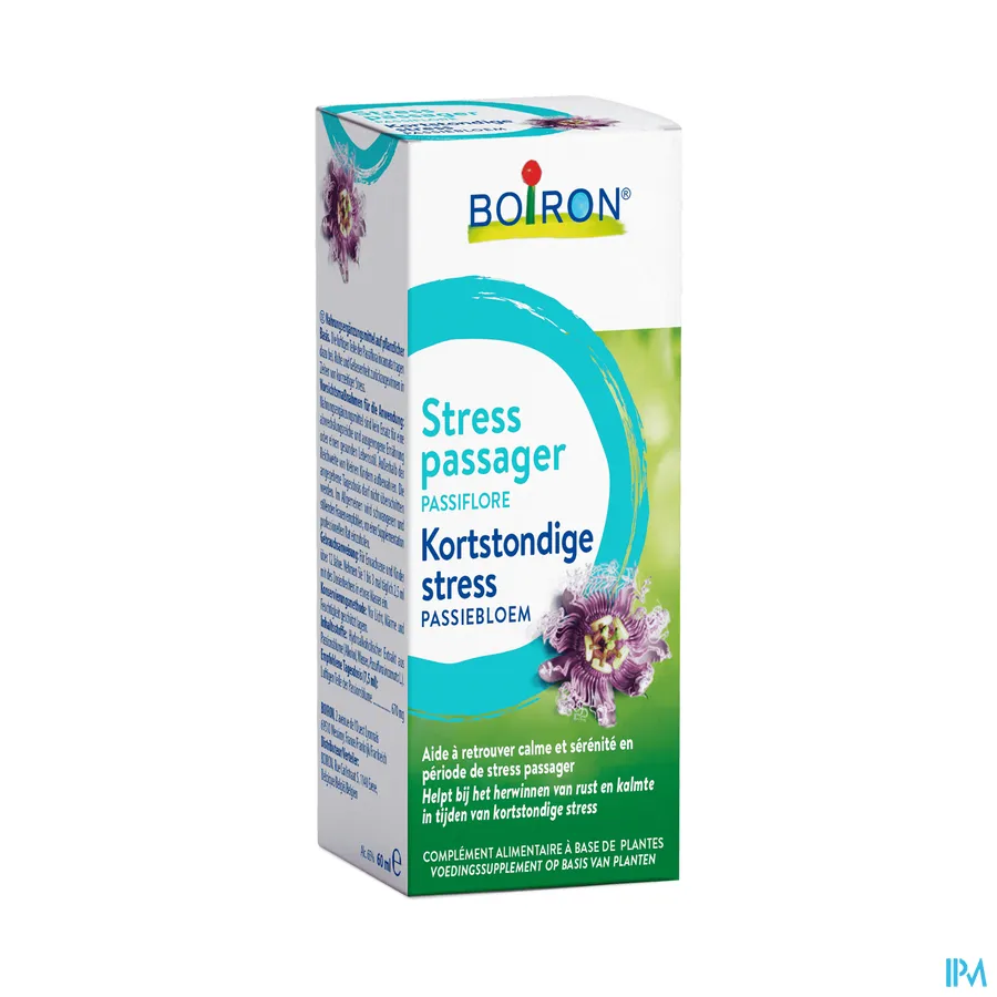 packshot van Boiron Passiebloem -Kortstondige Stress- Hulp bij Herwinnen van Rust en Kalmte in Tijden van Kortstondige Stress 60 ml