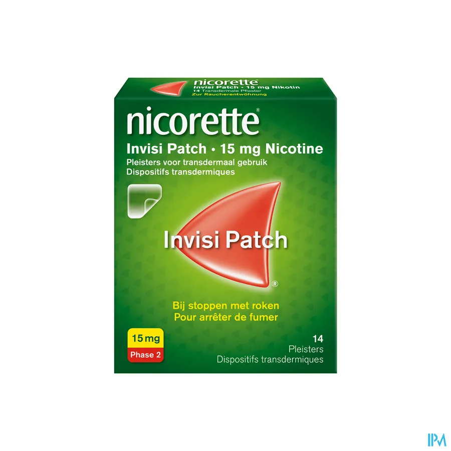 packshot van Nicorette Invisi Patch 15 mg 14 Pleisters