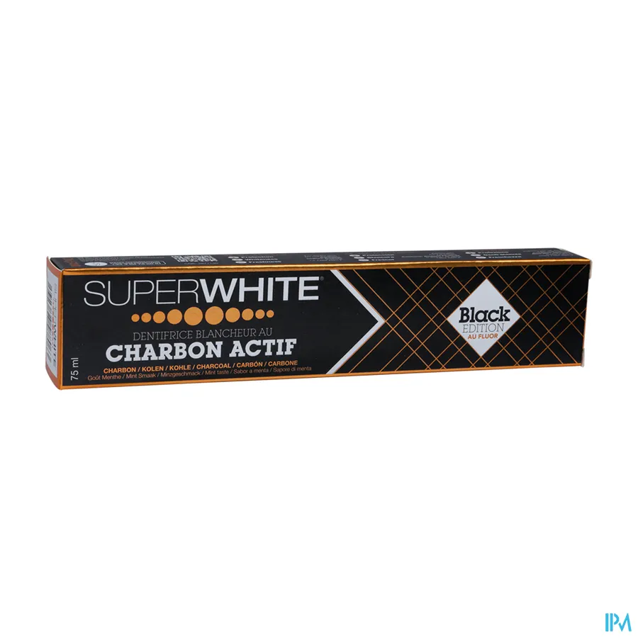 packshot van Superwhite Whitening Tandpasta met Actieve Houtskool Black Edition | 75 ml