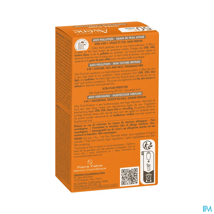 packshot van Avène Ultra Fluid Perfector SPF 50+ 50 ml