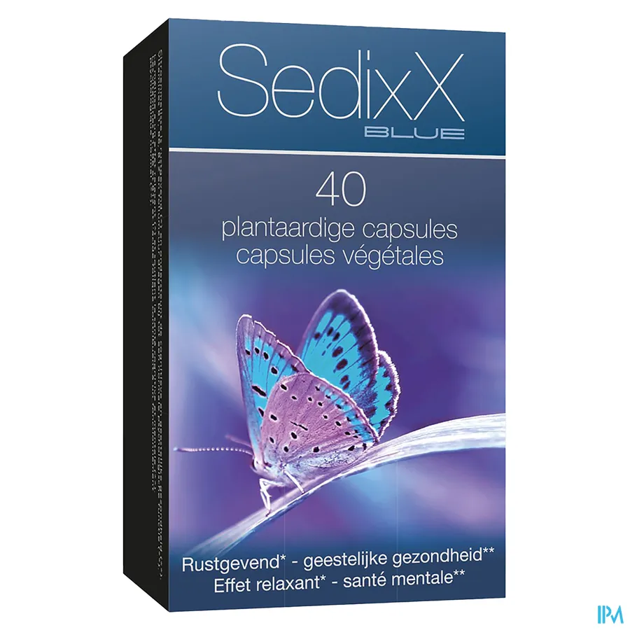 packshot van SedixX Blue -Rustgevend en voor Geestelijke Gezondheid- 40 Plantaardige Capsules