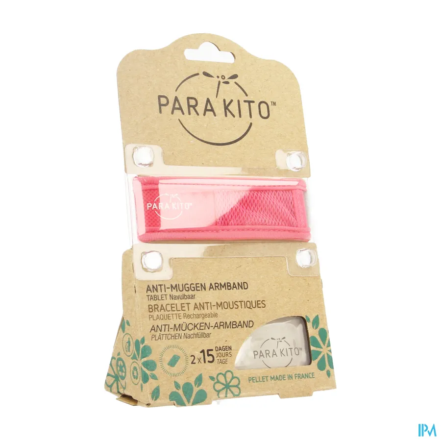 packshot van ParaKito Anti-Muggen Armband Fuchsia met 2 Navultabletten