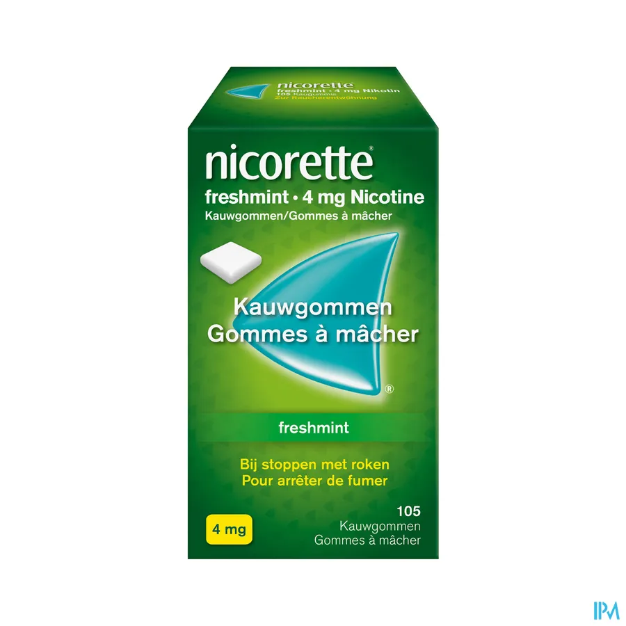 packshot van Nicorette Freshmint Kauwgom 4mg 105 stuks