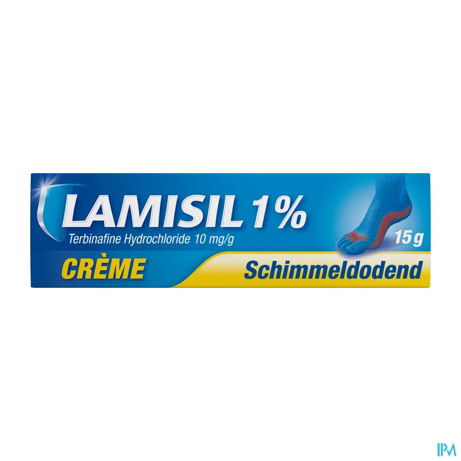 packshot van Lamisil Crème 1% Schimmeldodende Crème Tube 15 g