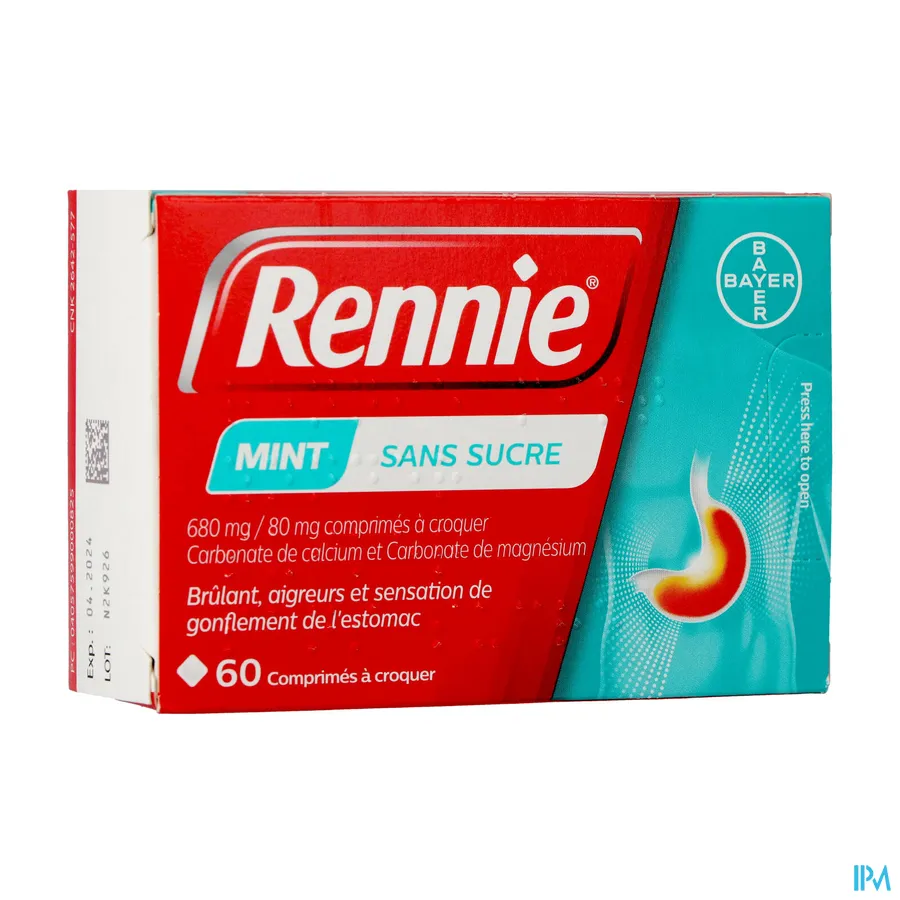 packshot van Rennie Mint zonder Suiker 60 Kauwtabletten