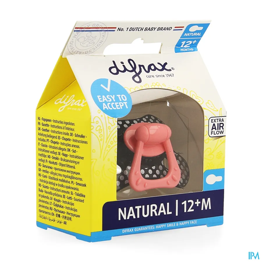 packshot van Difrax Fopspeen Natural 12m+