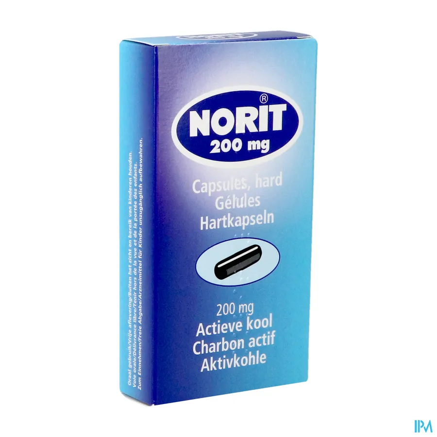 packshot van Norit 200 mg Actieve Kool 30 Capsules
