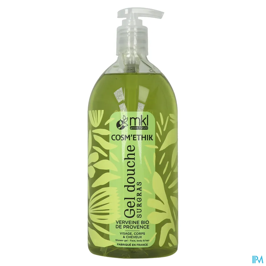 packshot van Cosm'ethik Douchegel Bio Verbena Pompfles 1l