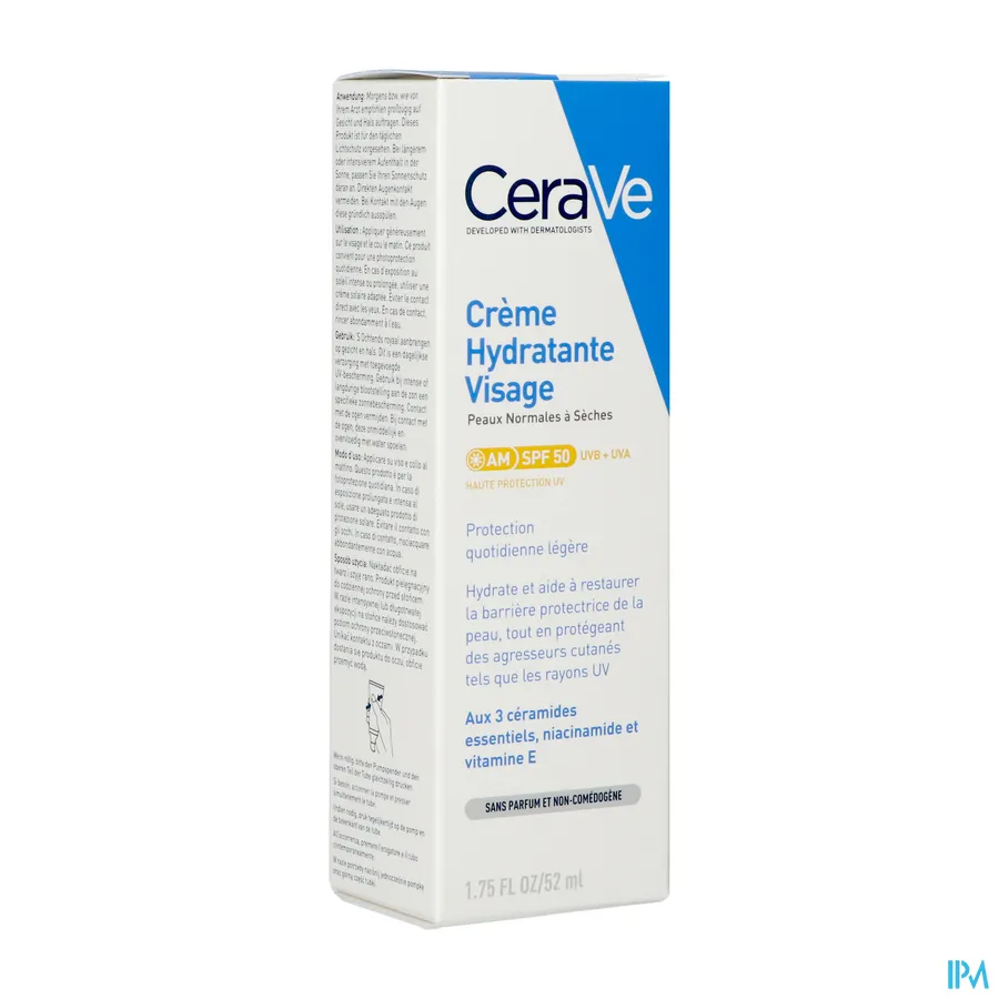 packshot van CeraVe Hydraterende Gezichtscrème SPF50