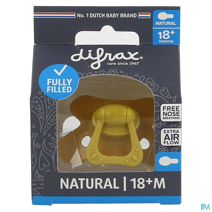 packshot van Difrax Fopspeen Natural 18m+ Uni/pure Assorti