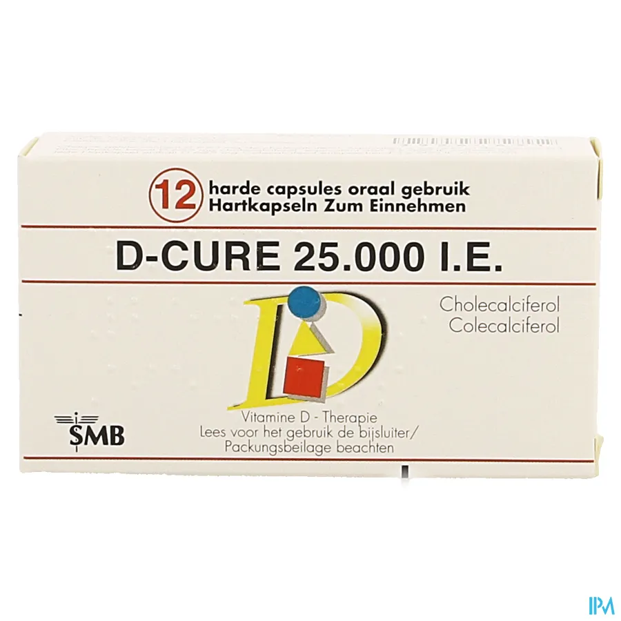 packshot van D Cure 25000 IE 12 Gelulen