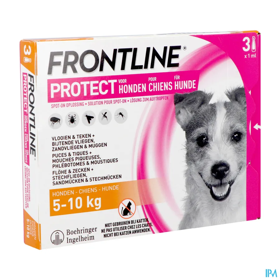 packshot van Frontline Protect Spot-On Hond 5-10 kg 3 x 1 ml