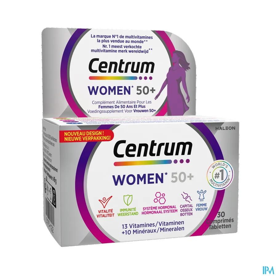 packshot van Centrum Women 50+ met 13 Vitamines en 10 Mineralen 30 Tabletten
