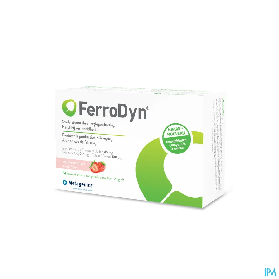 packshot van Ferrodyn Kauwtabletten met Aardbeiensmaak 84 Stuks